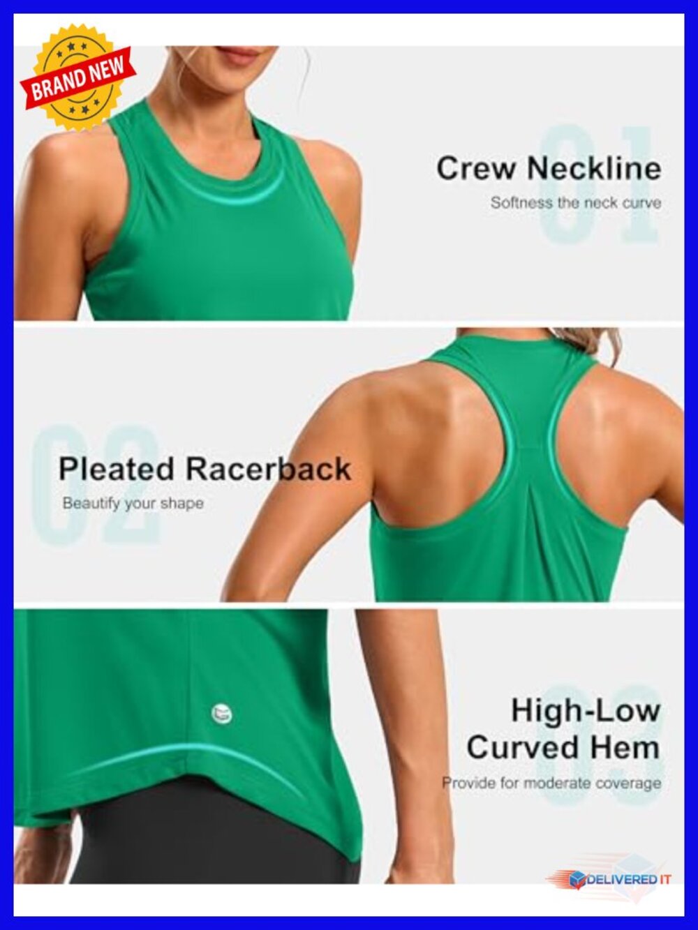 Loose Fit Racerback Tank Top Quick-Dry Athletic Yoga Top Sleeveless Running Gym - Picture 5 of 6
